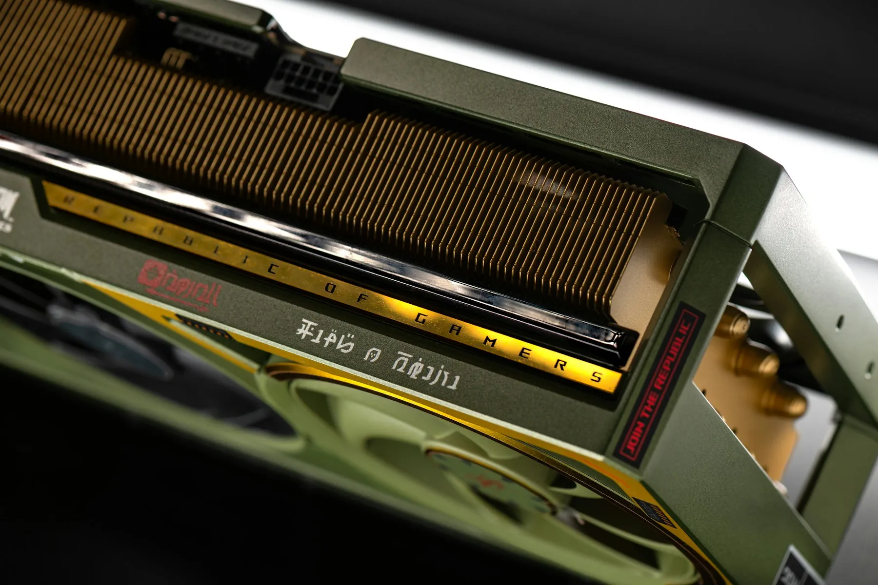 A close view of a graphics card inside a computer