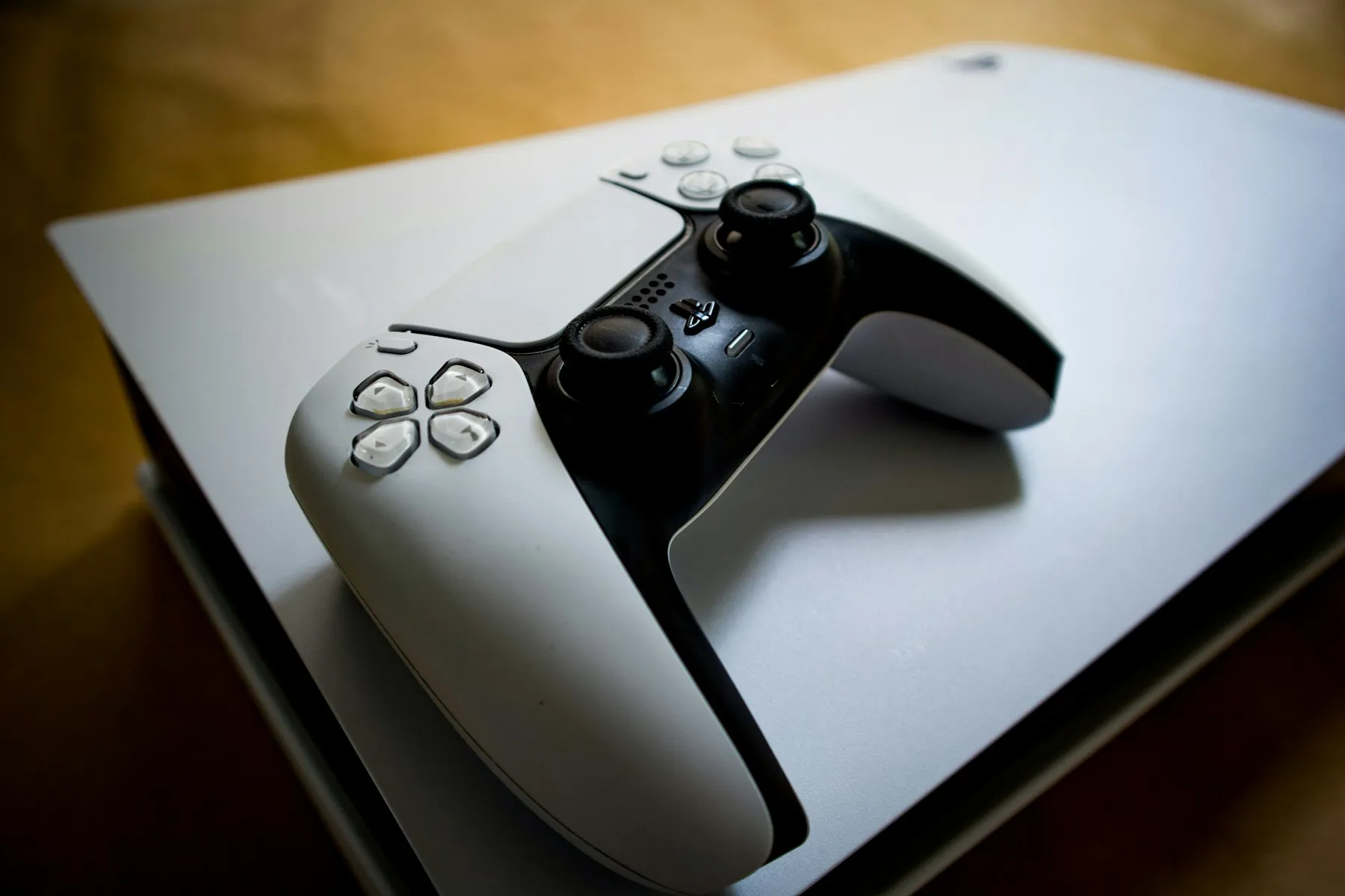 A PlayStation 5 console with its controller